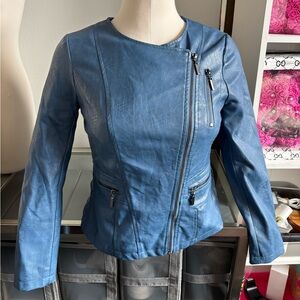 Alfani Women's Leather Jacket in Blue
